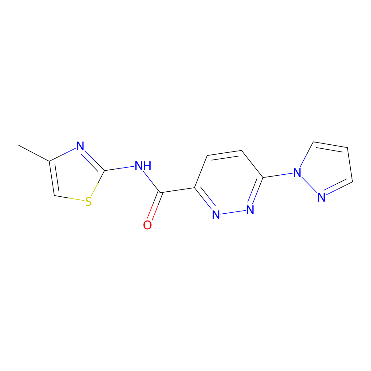 N-(4-methylthiazol-2-yl)-6-(1H-pyrazol-1-yl)pyridazine-3-carboxamide molecular structure, CAS 1351601-70-1