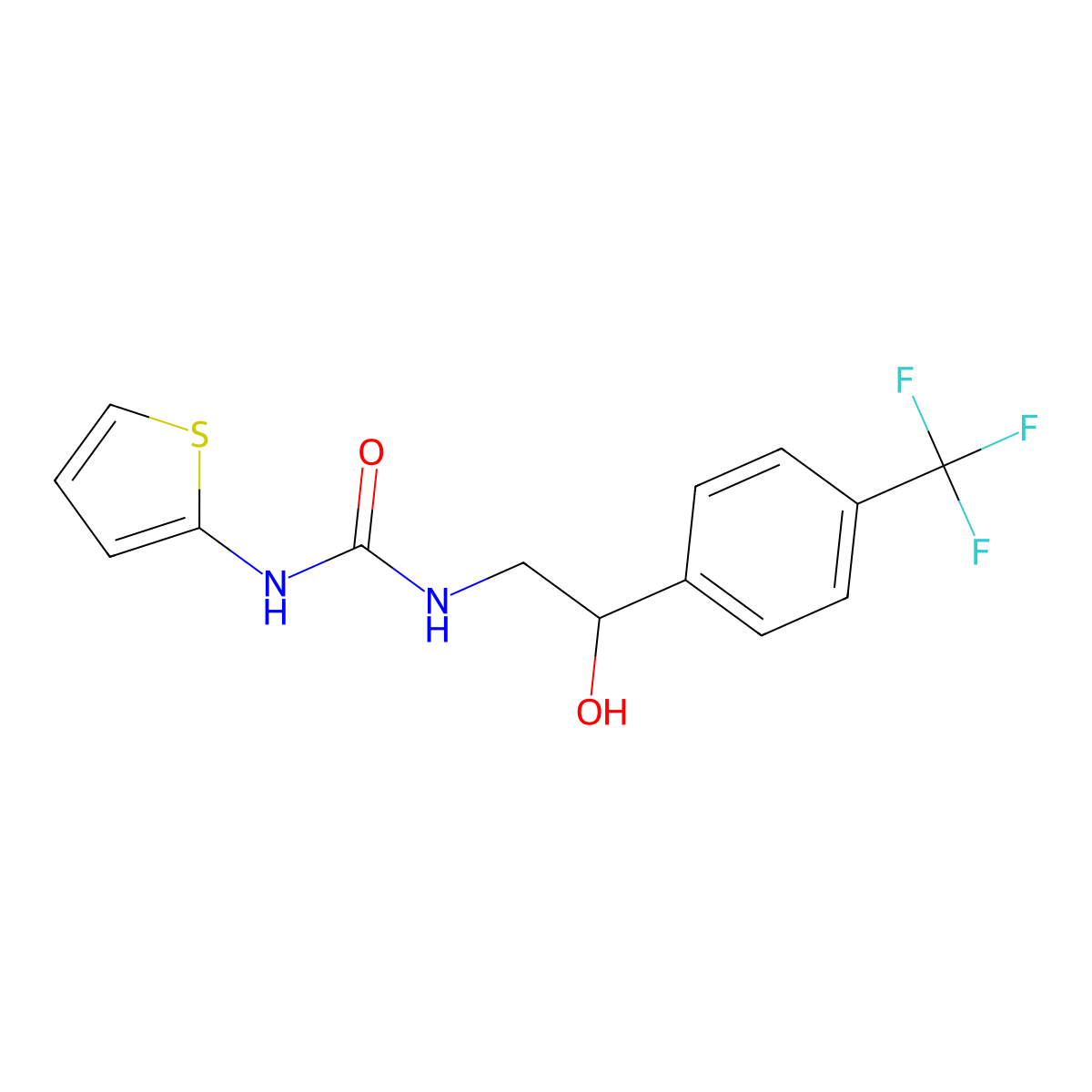 1-{2-Hydroxy-2-[4-(trifluoromethyl)phenyl]ethyl}-3-(thiophen-2-yl)urea molecular structure, CAS 1351601-71-2
