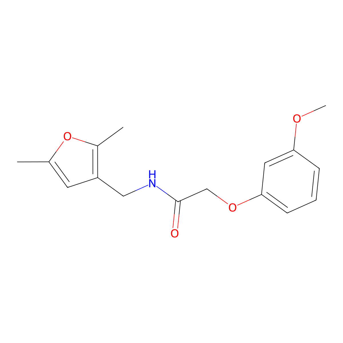 N-[(2,5-dimethylfuran-3-yl)methyl]-2-(3-methoxyphenoxy)acetamide molecular structure, CAS 1351601-80-3