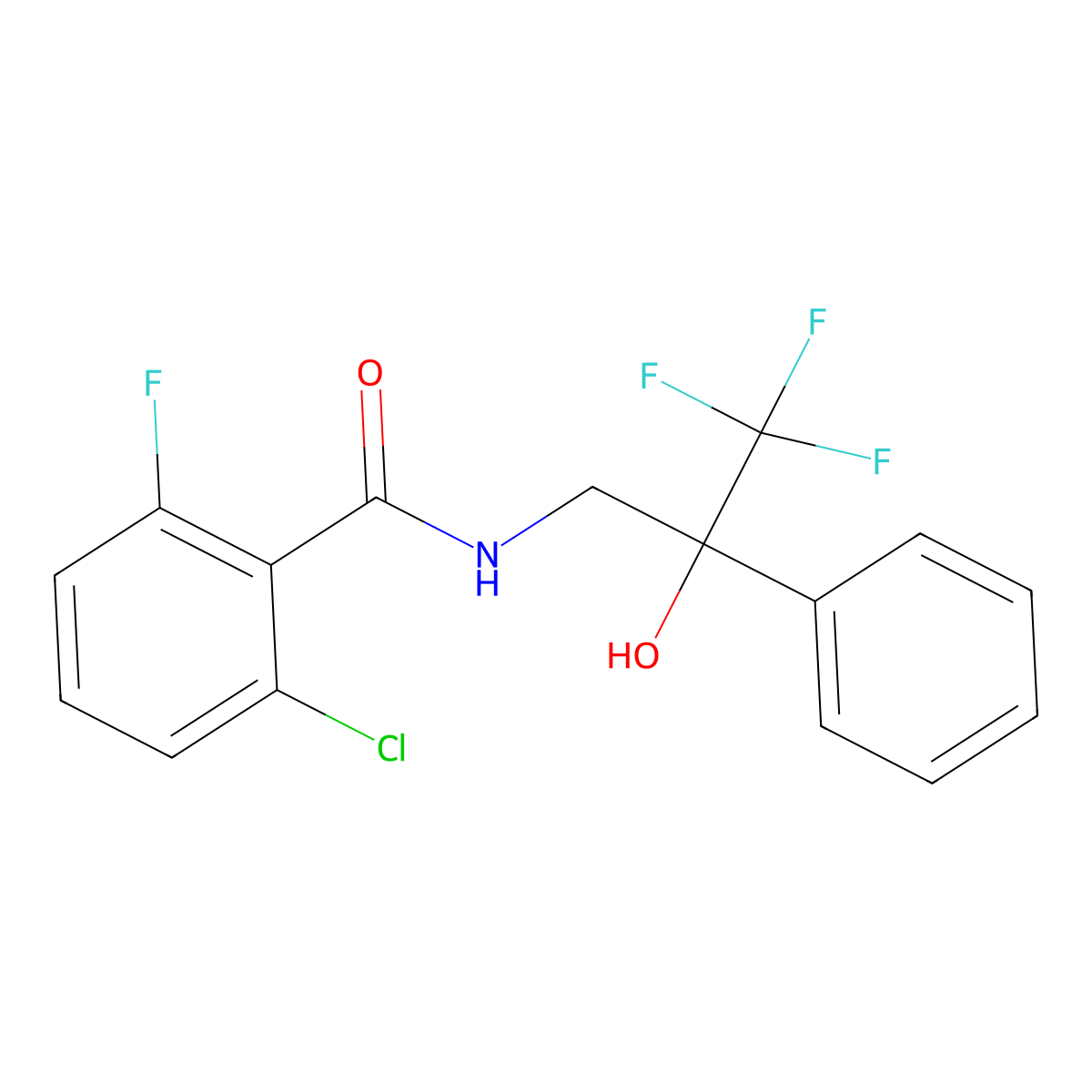 2-chloro-6-fluoro-N-(3,3,3-trifluoro-2-hydroxy-2-phenylpropyl)benzamide molecular structure, CAS 1351601-87-0