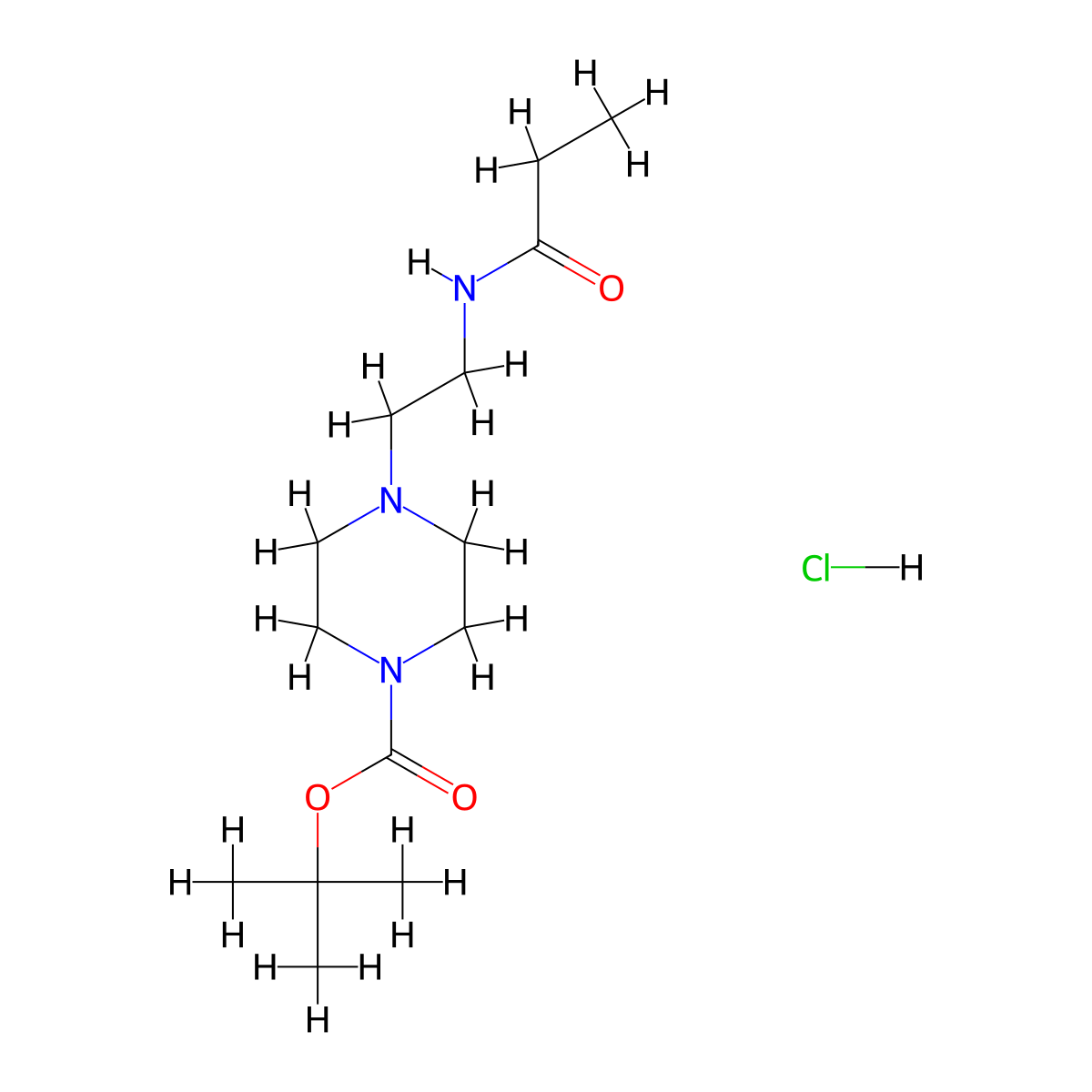 Tert-butyl 4-(2-propionamidoethyl)piperazine-1-carboxylate hydrochloride molecular structure, CAS 1351601-92-7