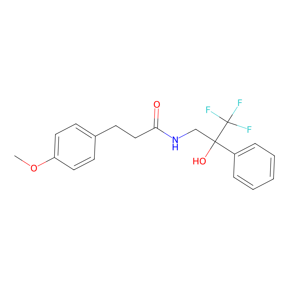 3-(4-methoxyphenyl)-N-(3,3,3-trifluoro-2-hydroxy-2-phenylpropyl)propanamide molecular structure, CAS 1351601-95-0