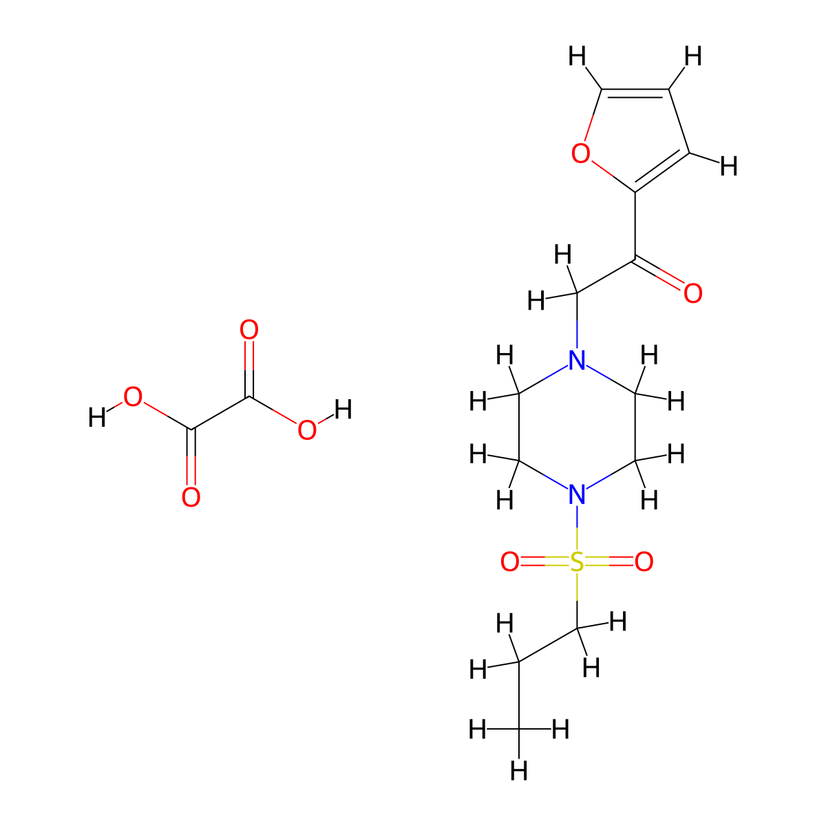 1-(Furan-2-yl)-2-(4-(propylsulfonyl)piperazin-1-yl)ethanone oxalate molecular structure, CAS 1351602-12-4