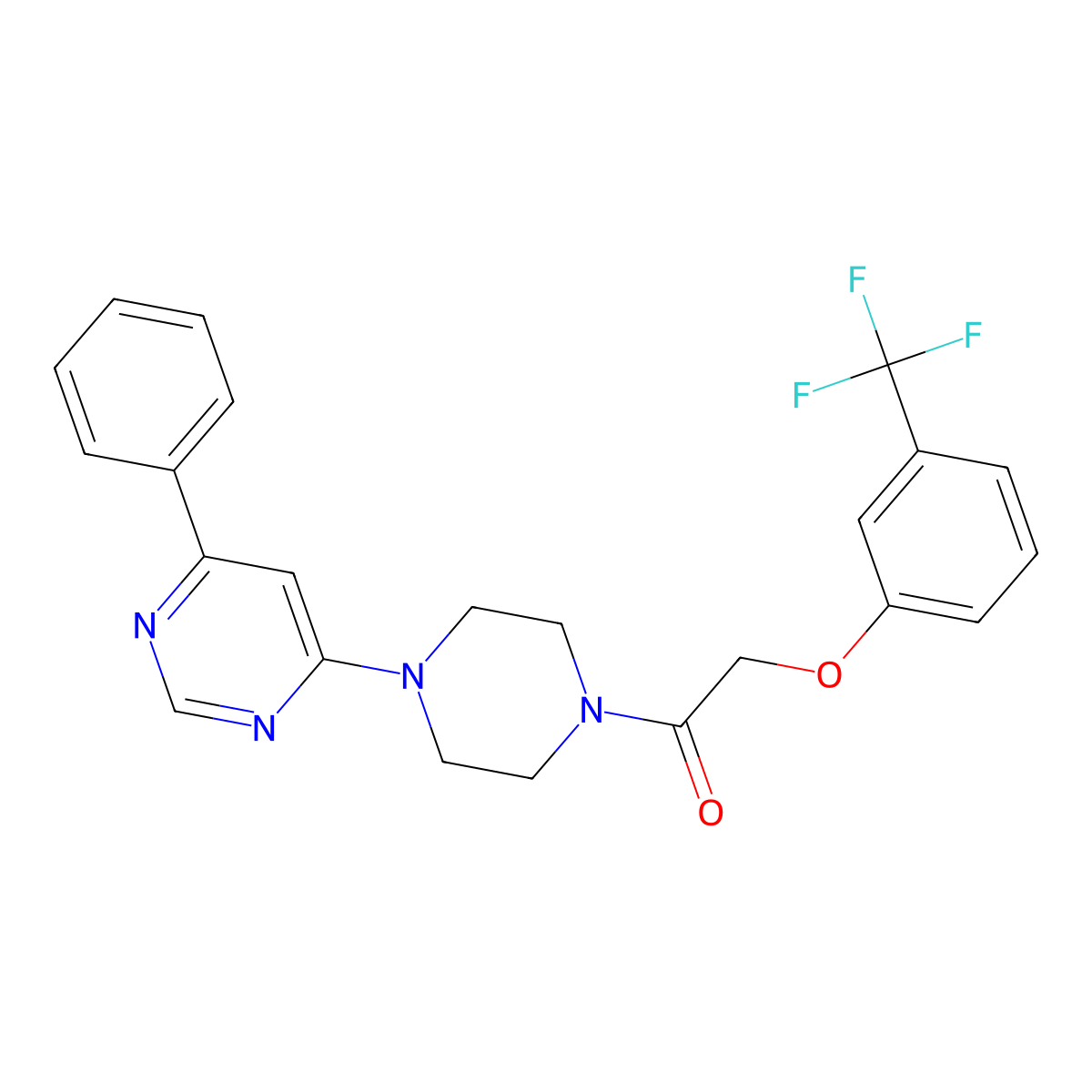 1-(4-(6-Phenylpyrimidin-4-yl)piperazin-1-yl)-2-(3-(trifluoromethyl)phenoxy)ethanone molecular structure, CAS 1351602-49-7