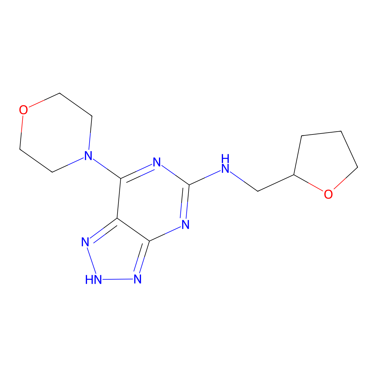 7-morpholino-N-((tetrahydrofuran-2-yl)methyl)-3H-[1,2,3]triazolo[4,5-d]pyrimidin-5-amine molecular structure, CAS 1351602-75-9