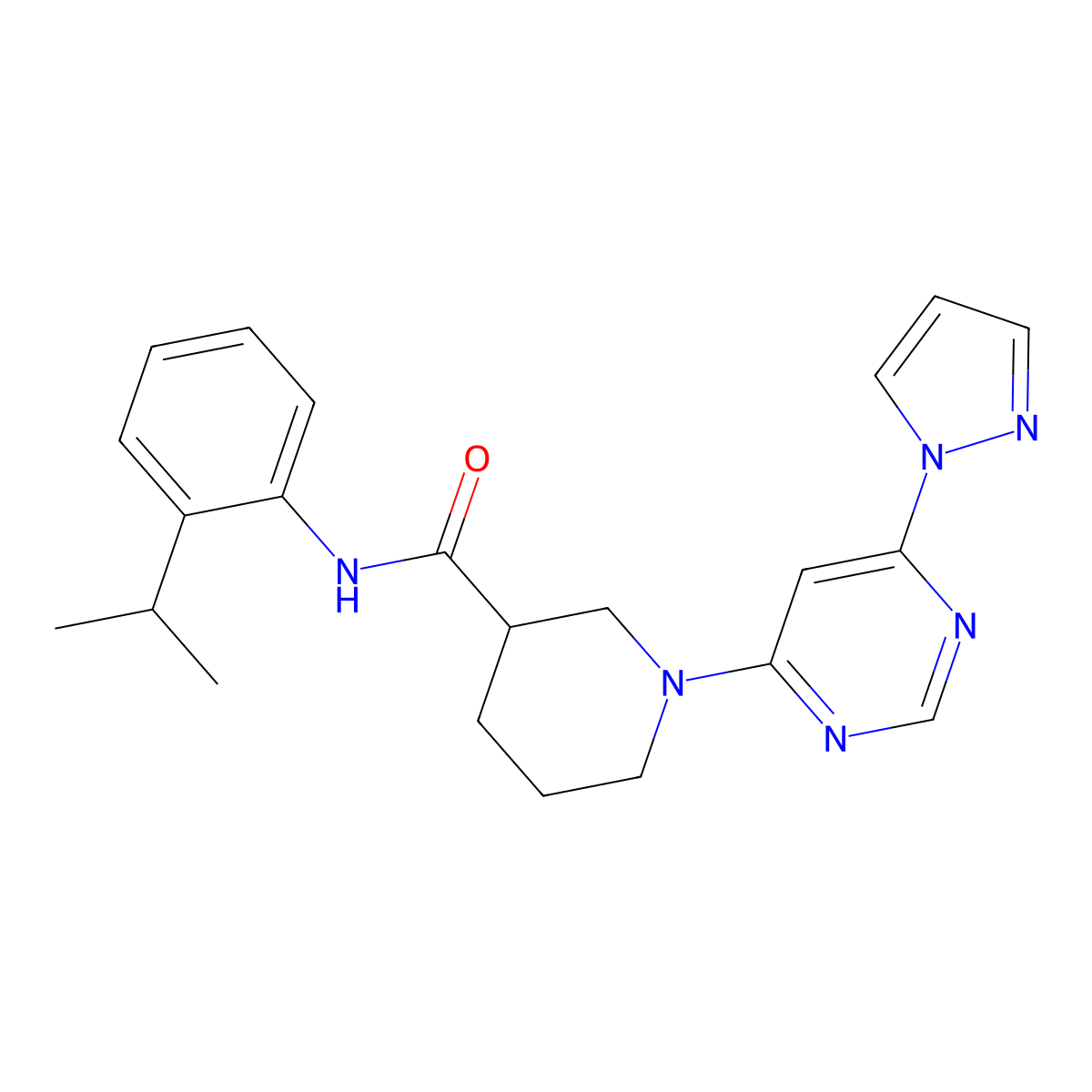 N-[2-(propan-2-yl)phenyl]-1-[6-(1H-pyrazol-1-yl)pyrimidin-4-yl]piperidine-3-carboxamide molecular structure, CAS 1351602-86-2