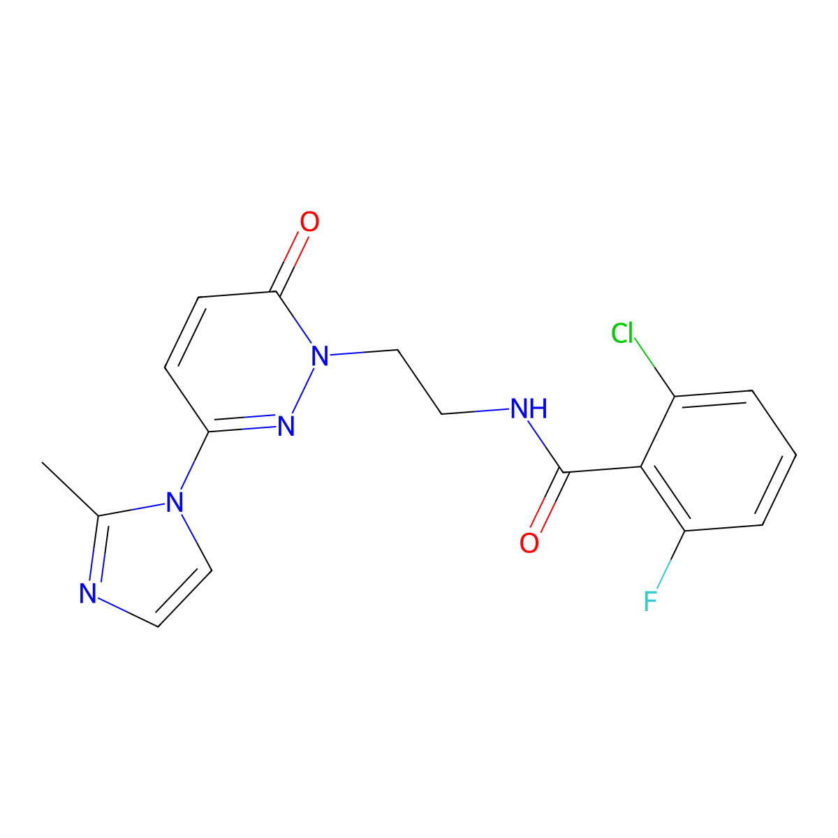 2-chloro-6-fluoro-N-(2-(3-(2-methyl-1H-imidazol-1-yl)-6-oxopyridazin-1(6H)-yl)ethyl)benzamide molecular structure, CAS 1351602-91-9