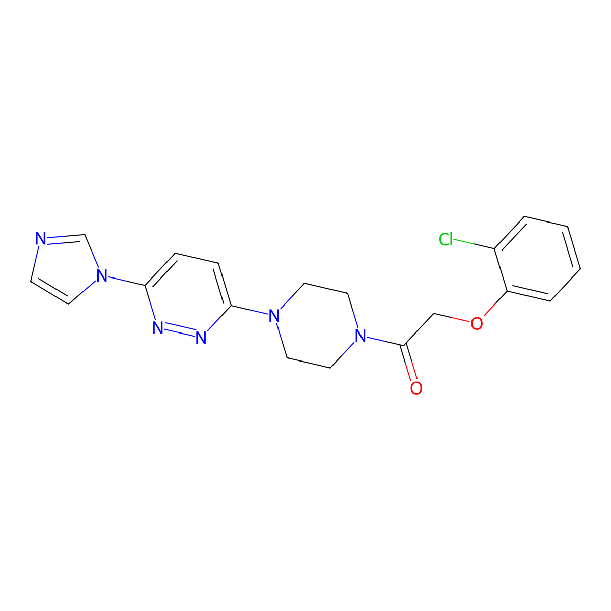 1-(4-(6-(1H-imidazol-1-yl)pyridazin-3-yl)piperazin-1-yl)-2-(2-chlorophenoxy)ethanone molecular structure, CAS 1351604-66-4
