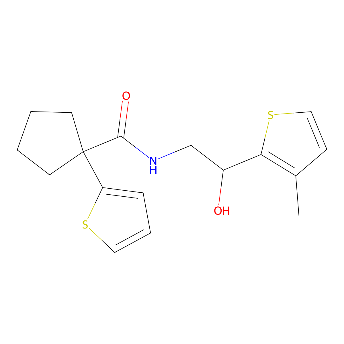 N-[2-hydroxy-2-(3-methylthiophen-2-yl)ethyl]-1-(thiophen-2-yl)cyclopentane-1-carboxamide molecular structure, CAS 1351604-68-6