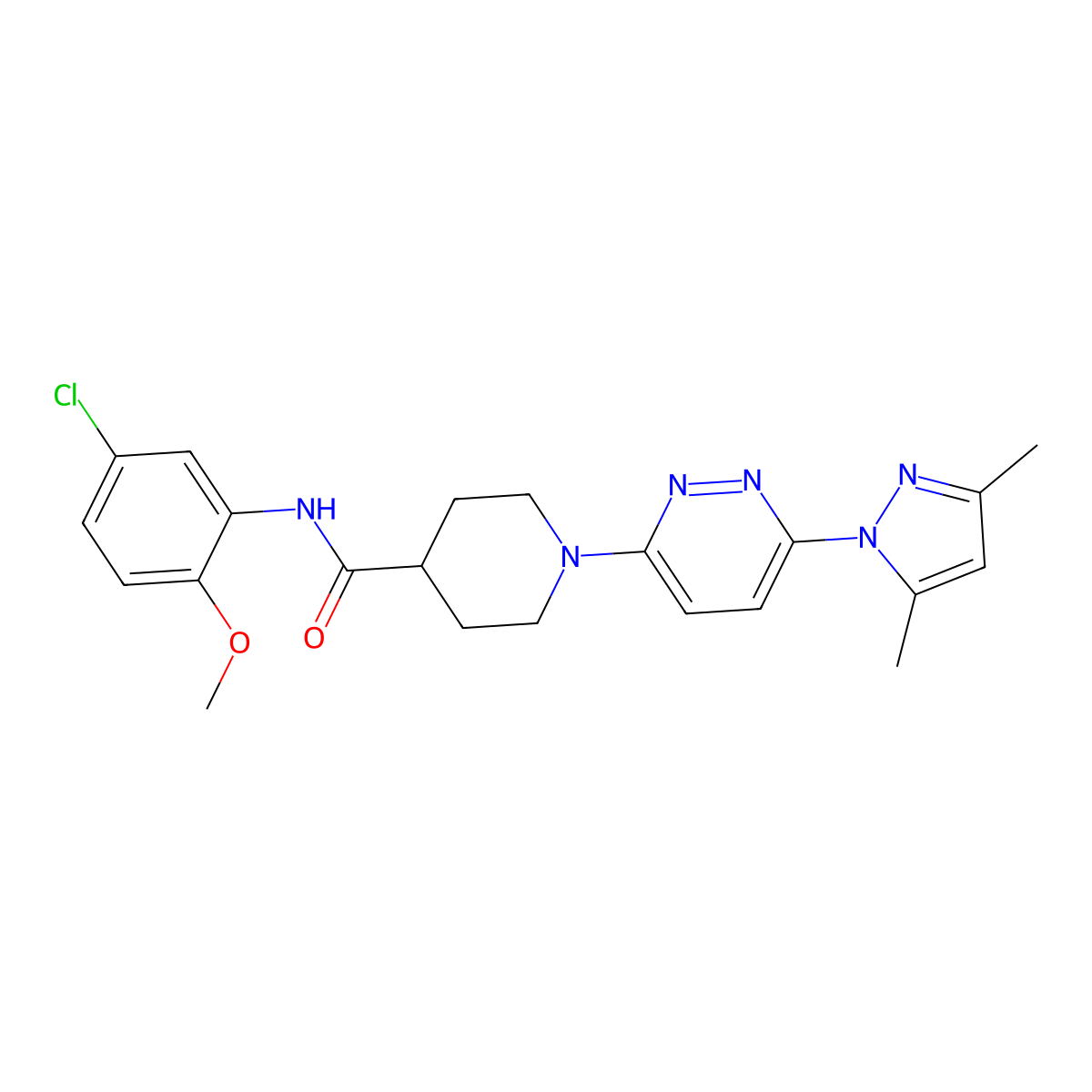 N-(5-chloro-2-methoxyphenyl)-1-(6-(3,5-dimethyl-1H-pyrazol-1-yl)pyridazin-3-yl)piperidine-4-carboxamide molecular structure, CAS 1351604-80-2