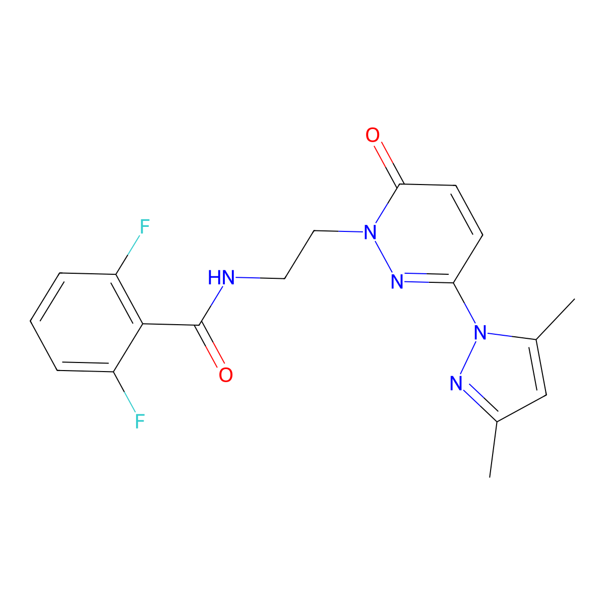 N-(2-(3-(3,5-dimethyl-1H-pyrazol-1-yl)-6-oxopyridazin-1(6H)-yl)ethyl)-2,6-difluorobenzamide molecular structure, CAS 1351604-81-3