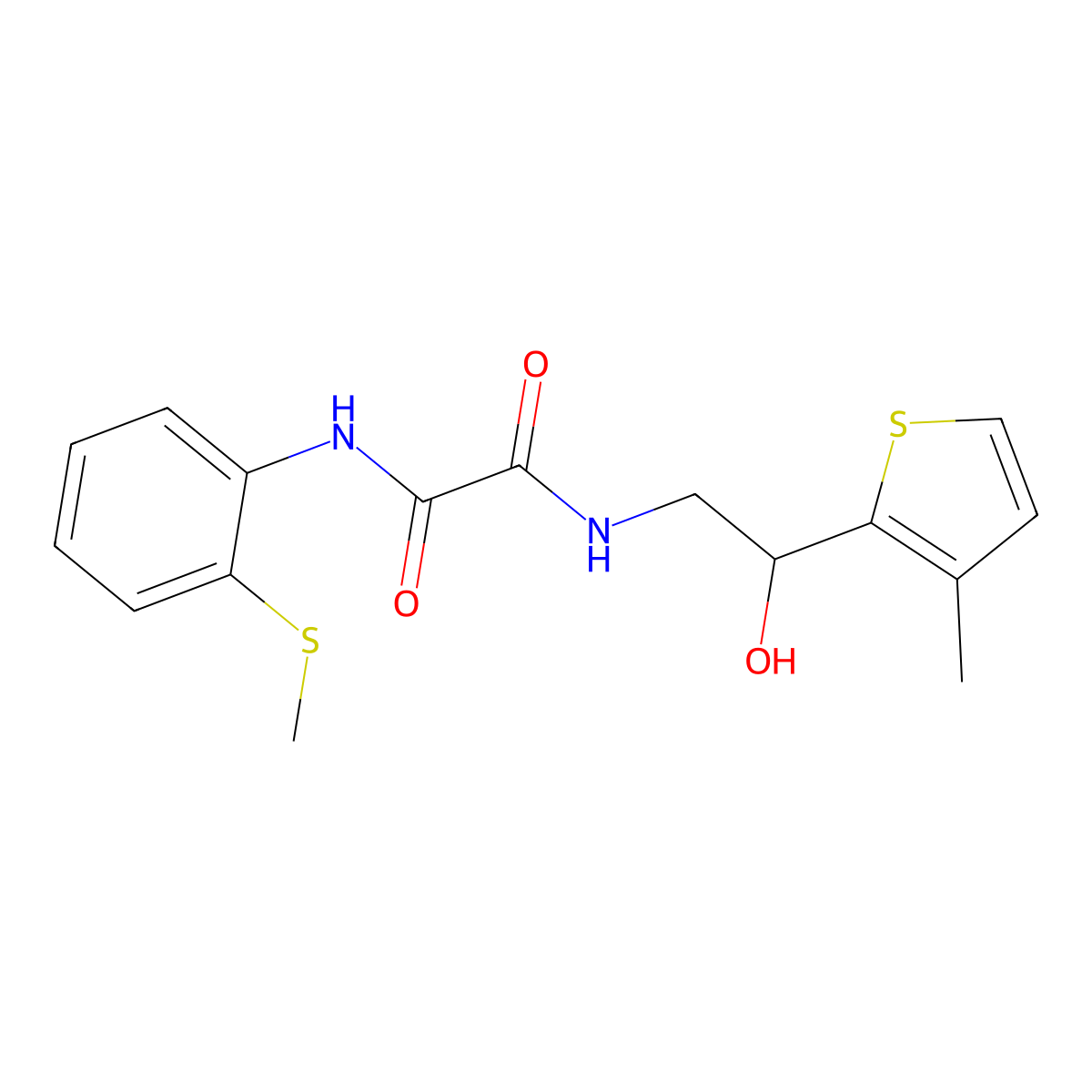 N1-(2-hydroxy-2-(3-methylthiophen-2-yl)ethyl)-N2-(2-(methylthio)phenyl)oxalamide molecular structure, CAS 1351604-82-4