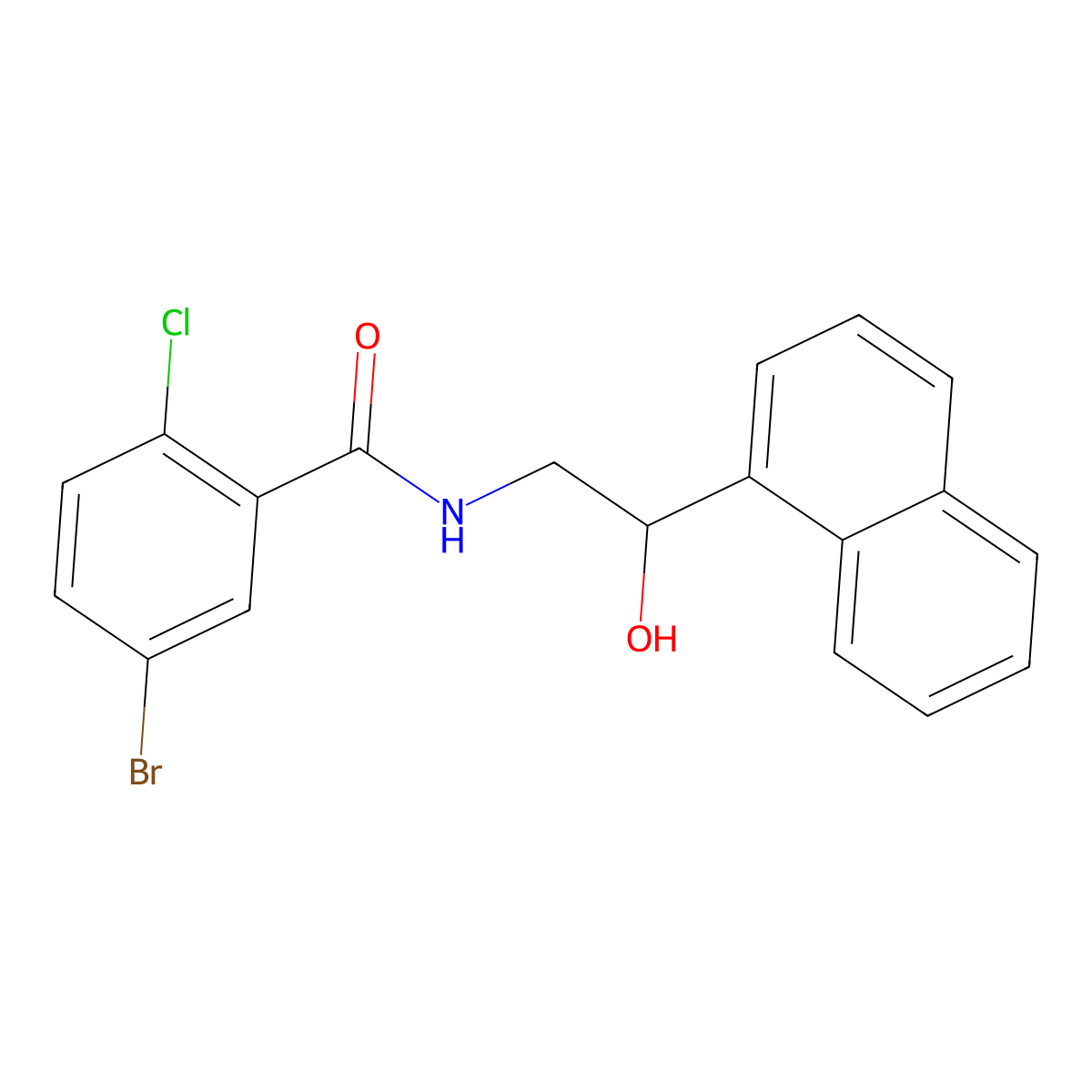 5-bromo-2-chloro-N-(2-hydroxy-2-(naphthalen-1-yl)ethyl)benzamide molecular structure, CAS 1351604-87-9