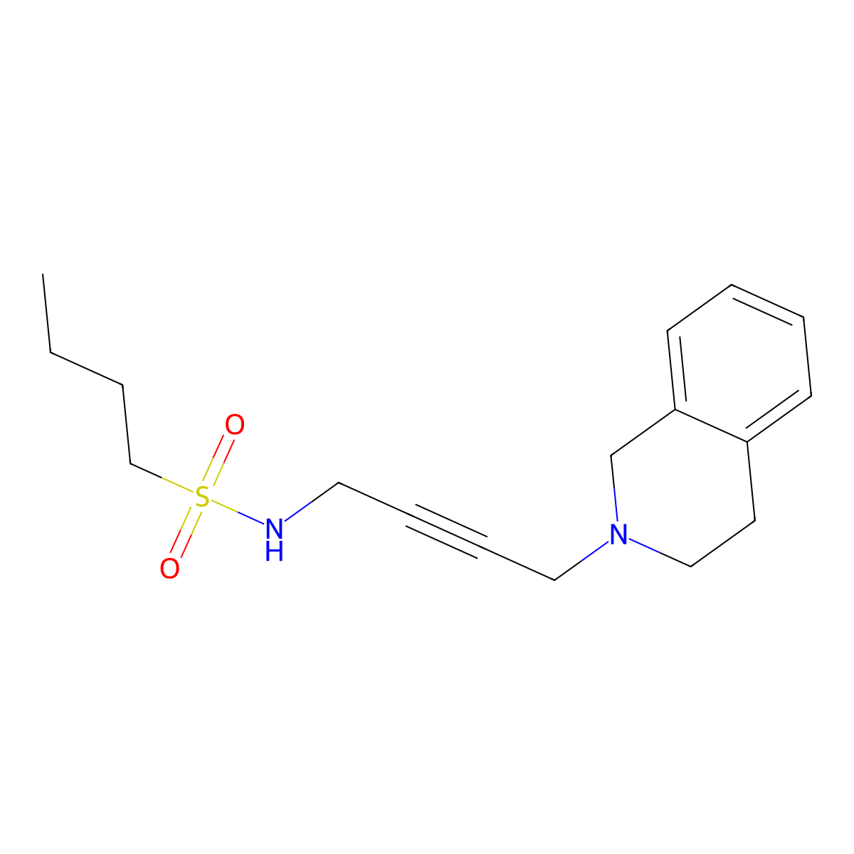 N-(4-(3,4-dihydroisoquinolin-2(1H)-yl)but-2-yn-1-yl)butane-1-sulfonamide molecular structure, CAS 1351604-94-8