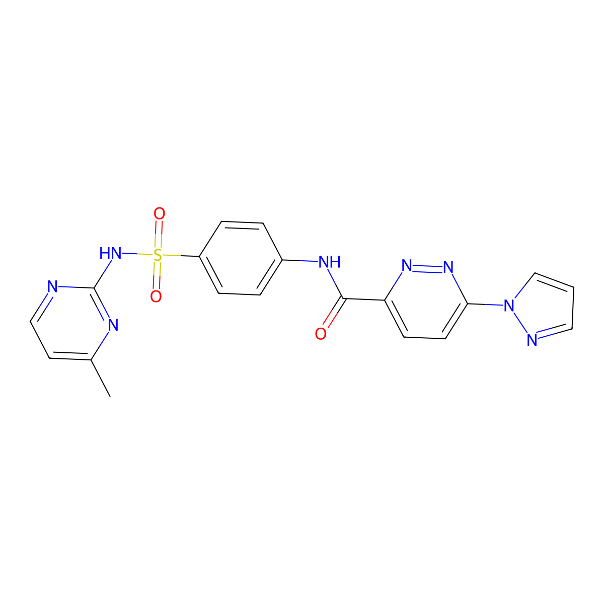 N-(4-(N-(4-methylpyrimidin-2-yl)sulfamoyl)phenyl)-6-(1H-pyrazol-1-yl)pyridazine-3-carboxamide molecular structure, CAS 1351604-98-2