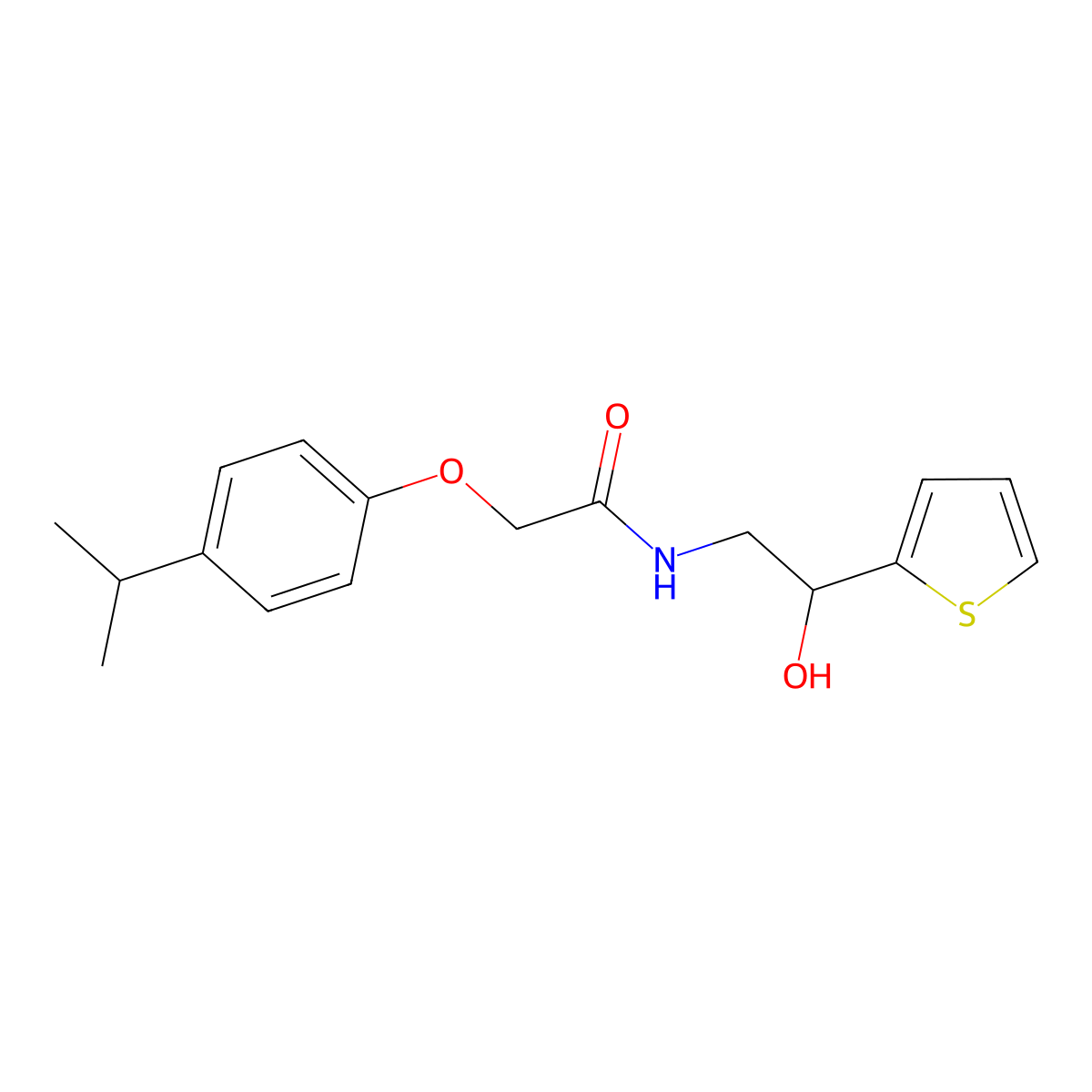 N-(2-hydroxy-2-(thiophen-2-yl)ethyl)-2-(4-isopropylphenoxy)acetamide molecular structure, CAS 1351605-09-8