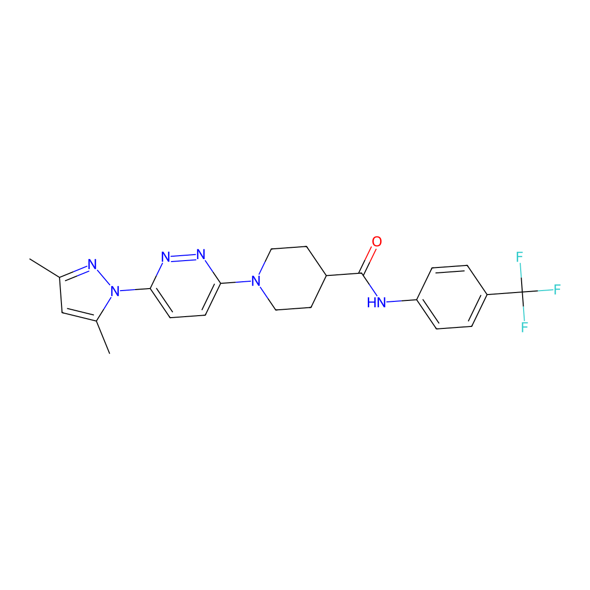 1-[6-(3,5-dimethyl-1H-pyrazol-1-yl)pyridazin-3-yl]-N-[4-(trifluoromethyl)phenyl]piperidine-4-carboxamide molecular structure, CAS 1351605-13-4
