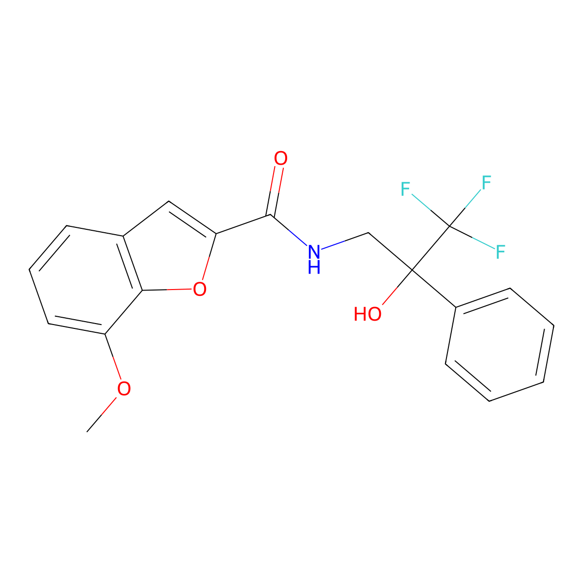 7-methoxy-N-(3,3,3-trifluoro-2-hydroxy-2-phenylpropyl)benzofuran-2-carboxamide molecular structure, CAS 1351605-15-6
