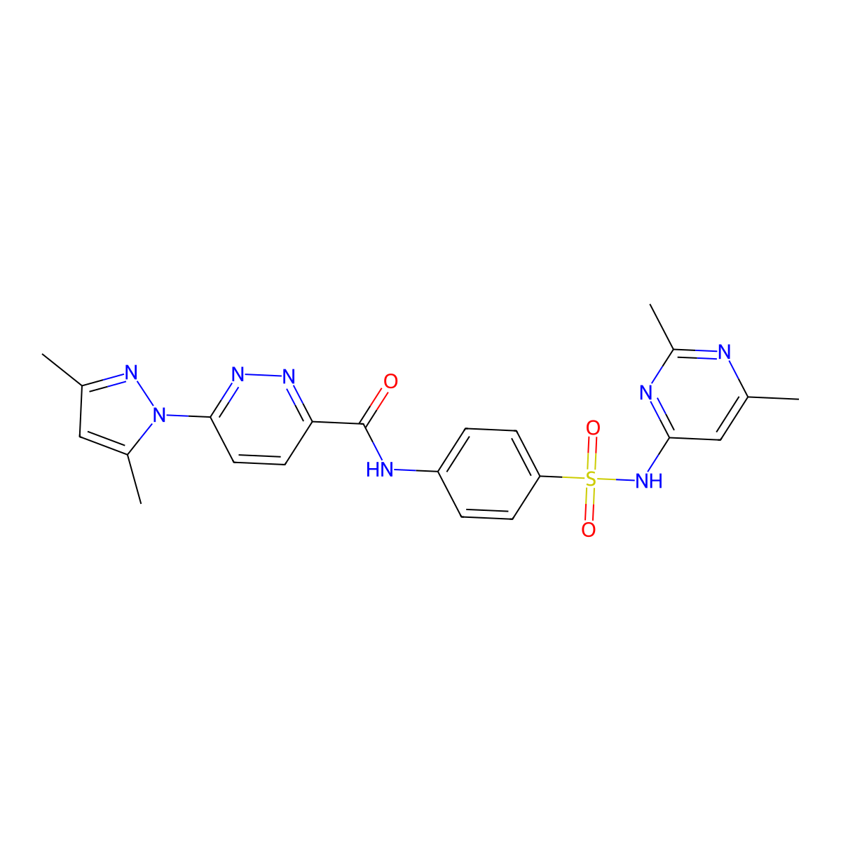 6-(3,5-dimethyl-1H-pyrazol-1-yl)-N-(4-(N-(2,6-dimethylpyrimidin-4-yl)sulfamoyl)phenyl)pyridazine-3-carboxamide molecular structure, CAS 1351605-16-7