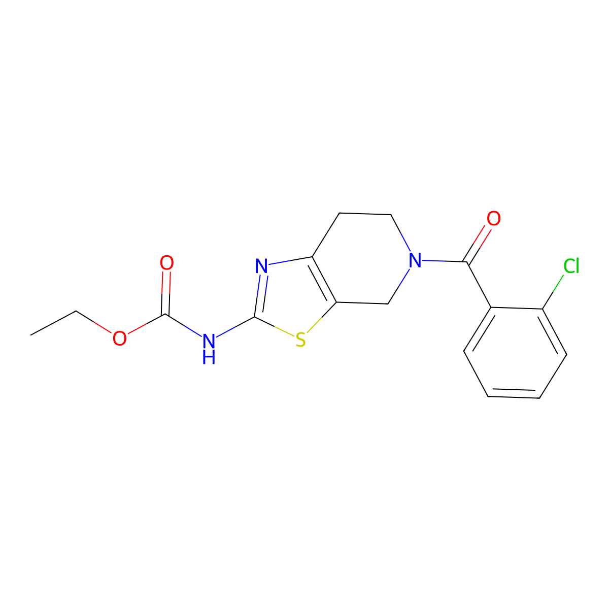 Ethyl (5-(2-chlorobenzoyl)-4,5,6,7-tetrahydrothiazolo[5,4-c]pyridin-2-yl)carbamate molecular structure, CAS 1351605-18-9
