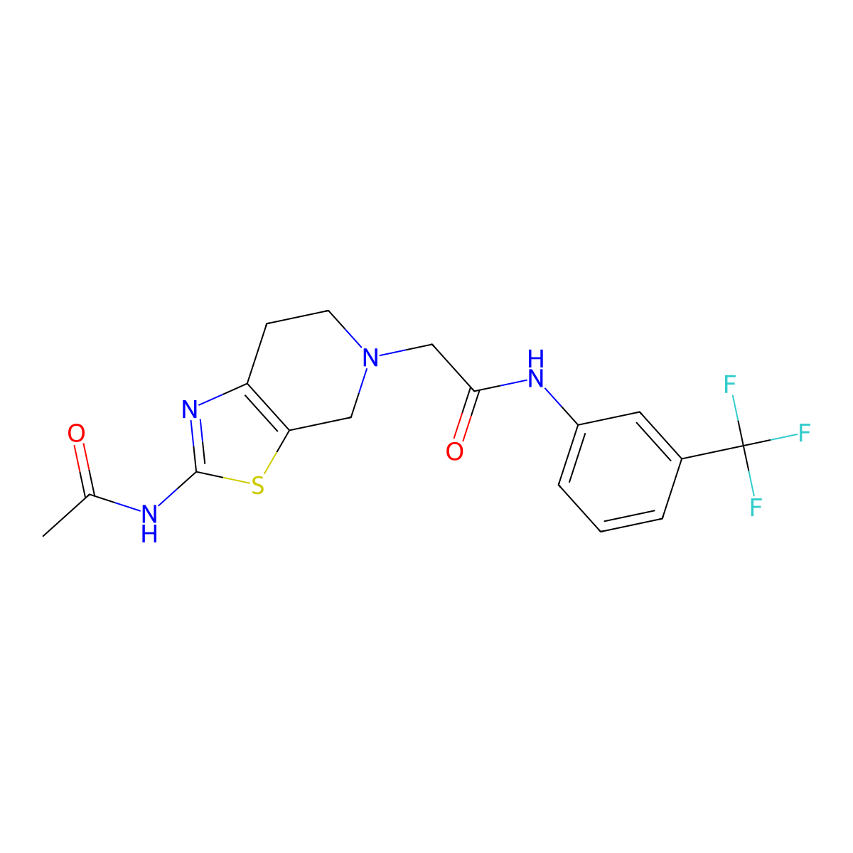 2-(2-acetamido-6,7-dihydrothiazolo[5,4-c]pyridin-5(4H)-yl)-N-(3-(trifluoromethyl)phenyl)acetamide molecular structure, CAS 1351605-25-8