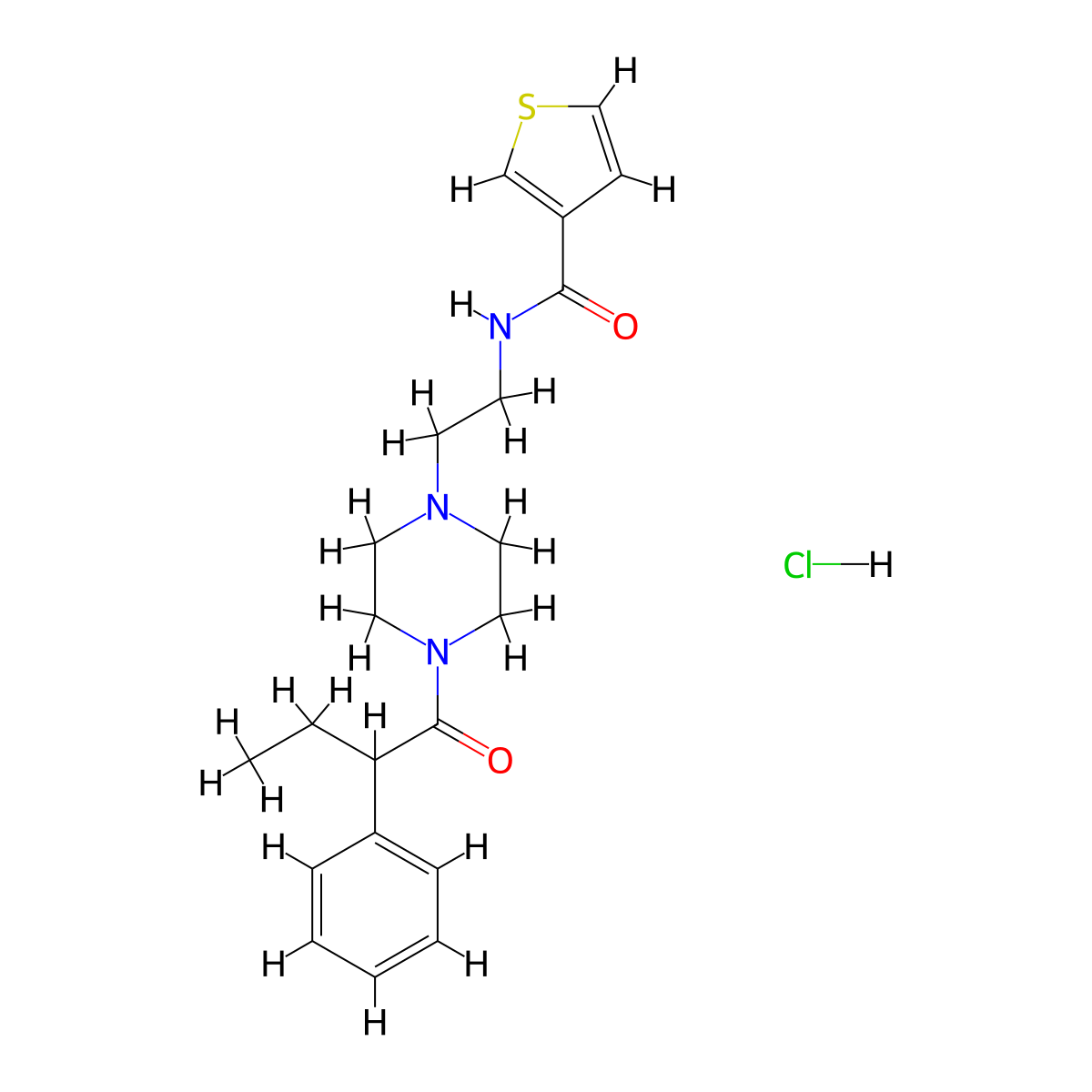 N-(2-(4-(2-phenylbutanoyl)piperazin-1-yl)ethyl)thiophene-3-carboxamide hydrochloride molecular structure, CAS 1351605-29-2