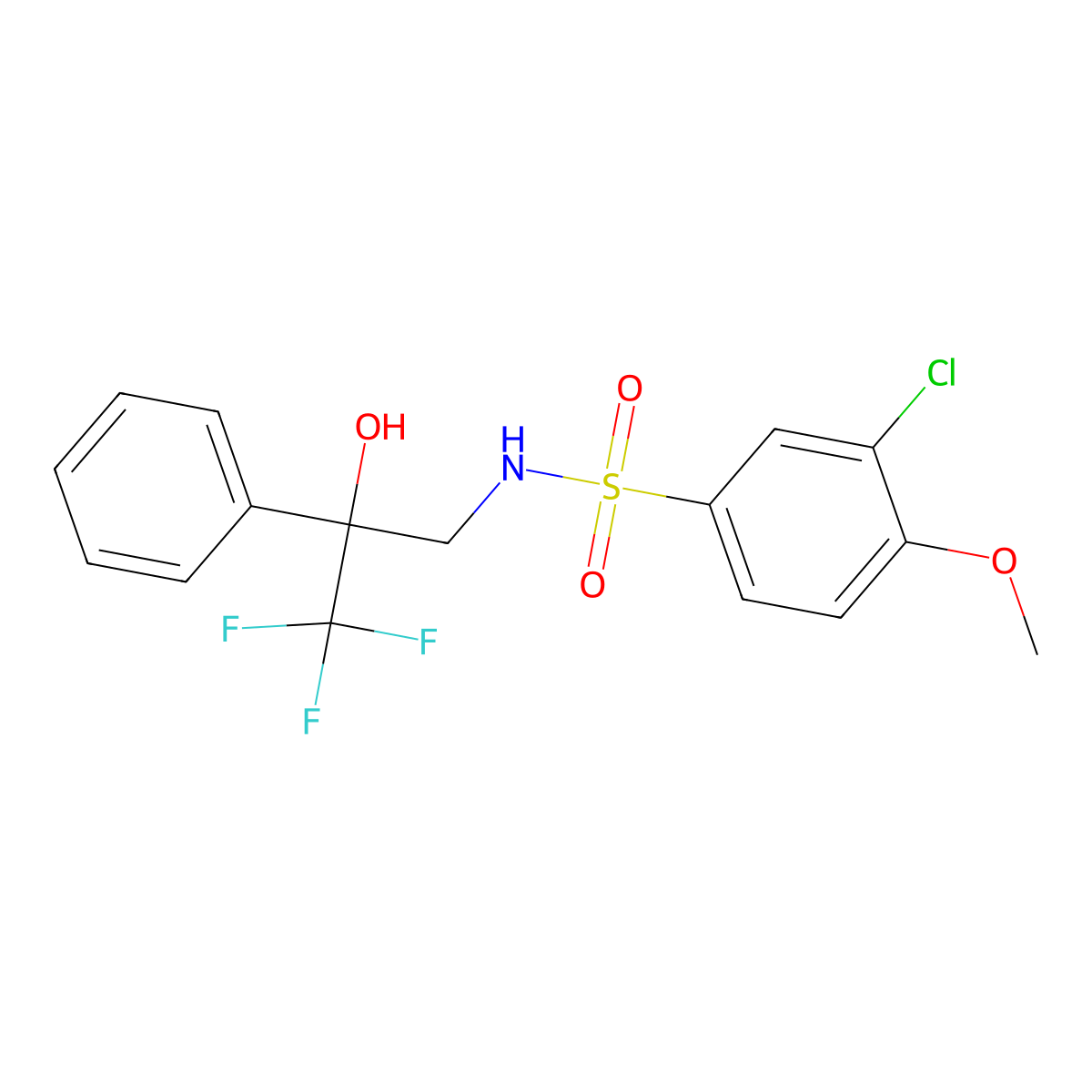 3-chloro-4-methoxy-N-(3,3,3-trifluoro-2-hydroxy-2-phenylpropyl)benzenesulfonamide molecular structure, CAS 1351605-30-5