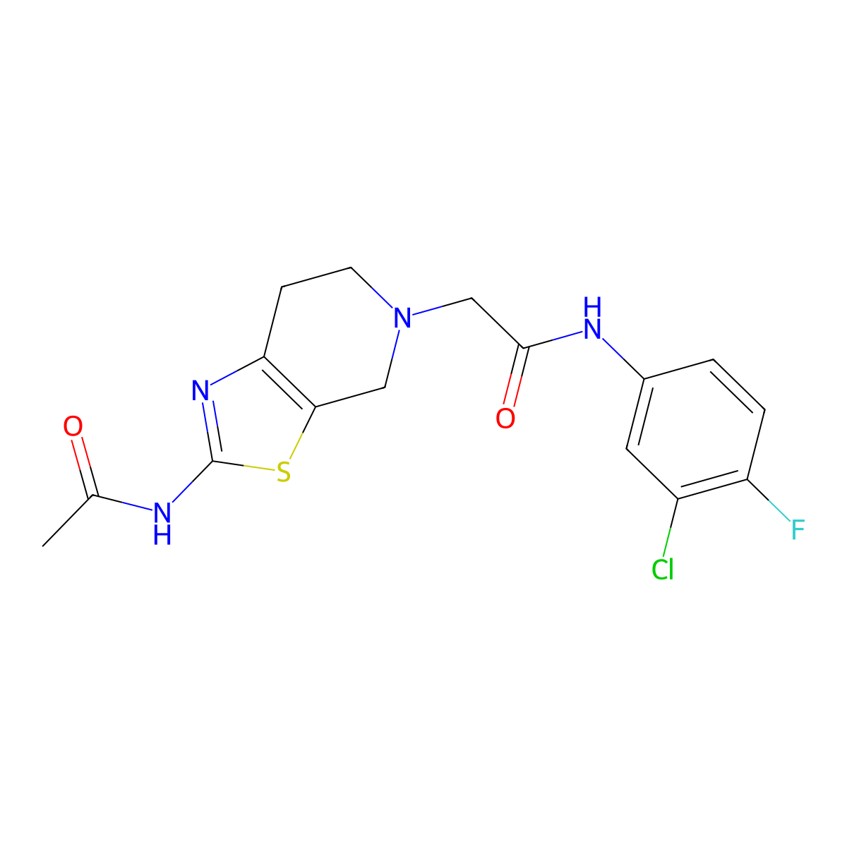 2-(2-acetamido-6,7-dihydrothiazolo[5,4-c]pyridin-5(4H)-yl)-N-(3-chloro-4-fluorophenyl)acetamide molecular structure, CAS 1351605-32-7