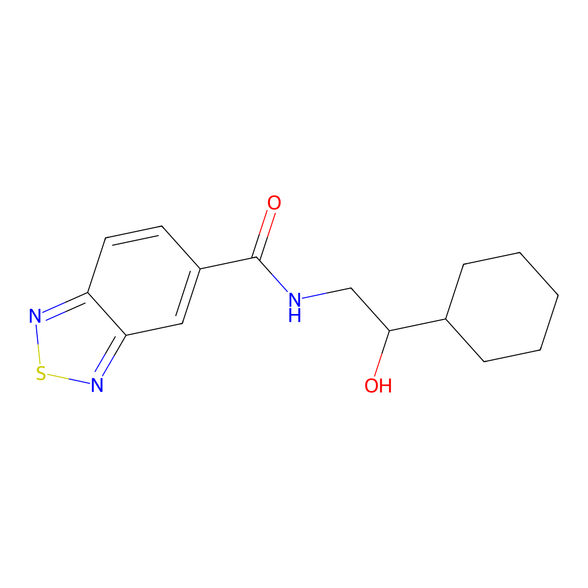 N-(2-cyclohexyl-2-hydroxyethyl)-2,1,3-benzothiadiazole-5-carboxamide molecular structure, CAS 1351605-41-8