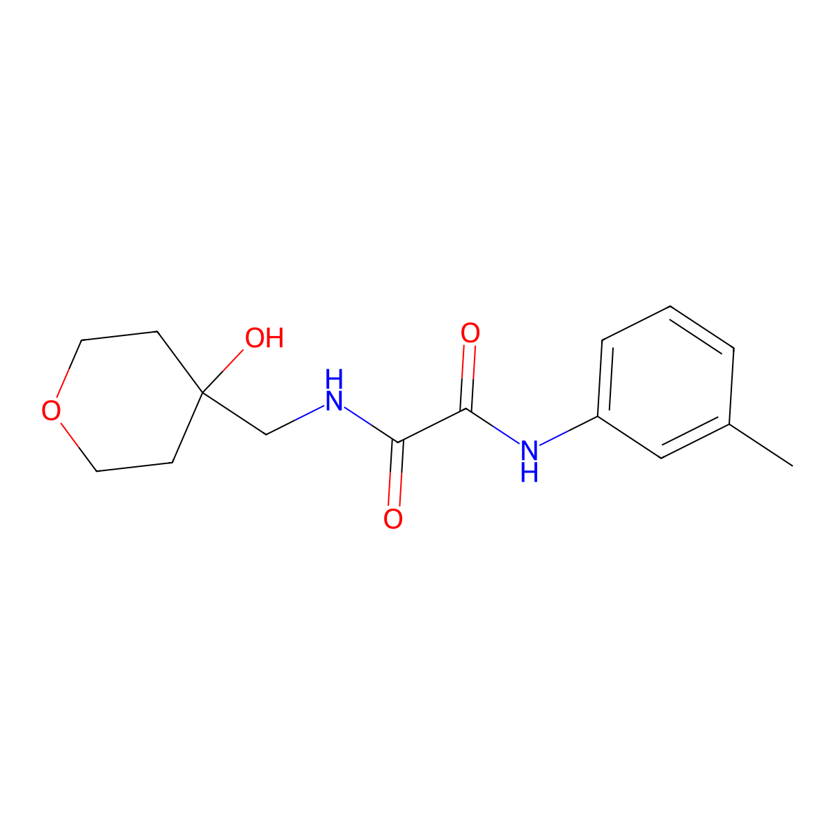 N1-((4-hydroxytetrahydro-2H-pyran-4-yl)methyl)-N2-(m-tolyl)oxalamide molecular structure, CAS 1351605-47-4