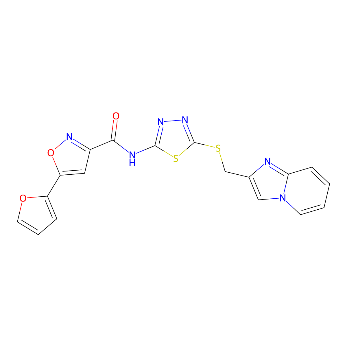 5-(furan-2-yl)-N-(5-((imidazo[1,2-a]pyridin-2-ylmethyl)thio)-1,3,4-thiadiazol-2-yl)isoxazole-3-carboxamide molecular structure, CAS 1351605-51-0