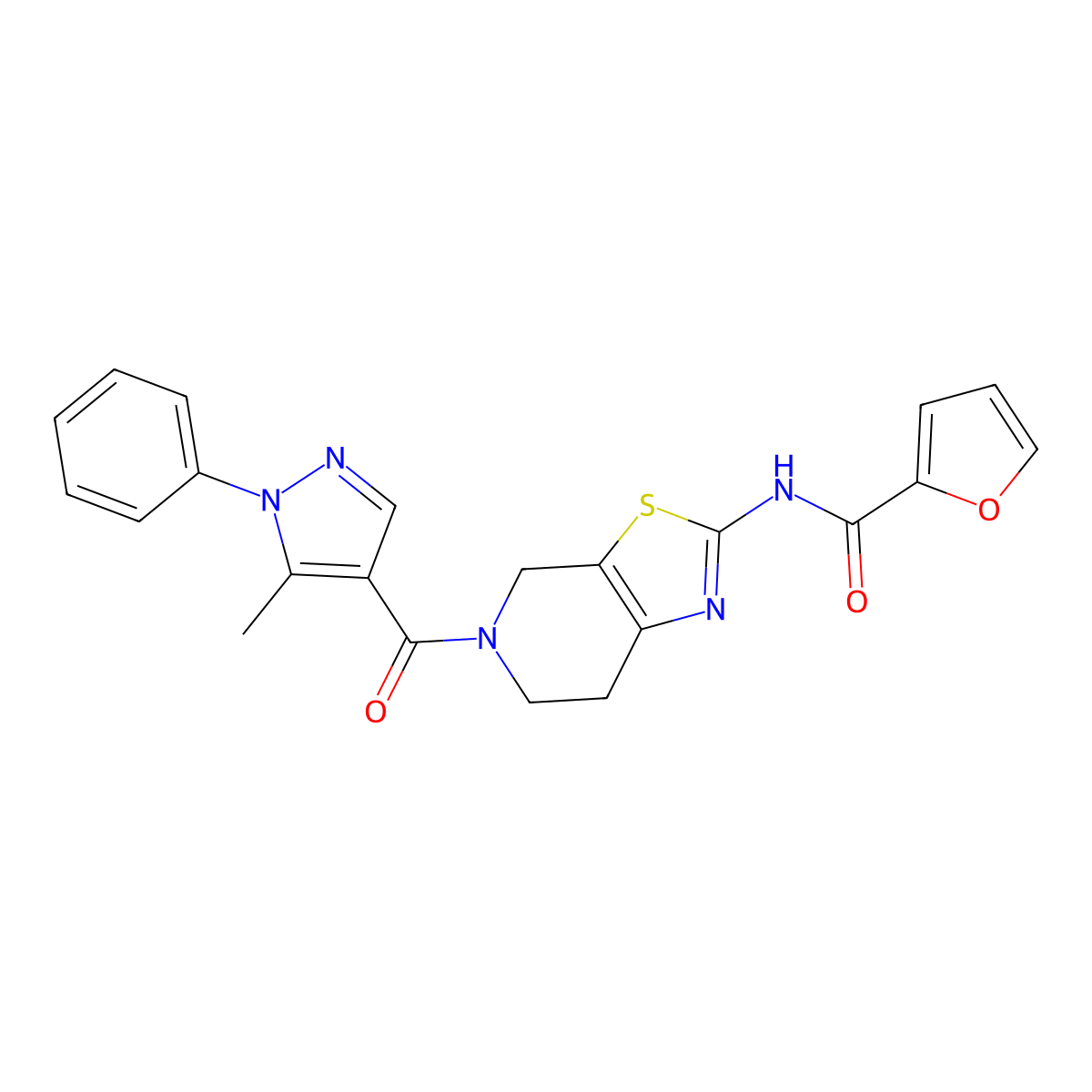 N-(5-(5-methyl-1-phenyl-1H-pyrazole-4-carbonyl)-4,5,6,7-tetrahydrothiazolo[5,4-c]pyridin-2-yl)furan-2-carboxamide molecular structure, CAS 1351605-54-3