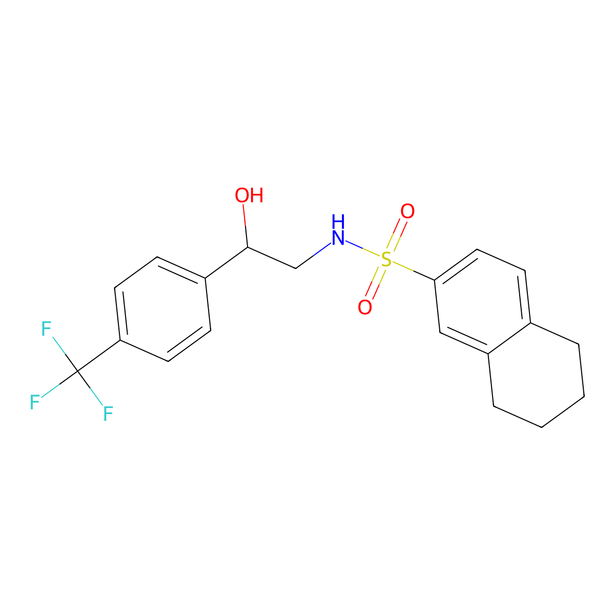 N-{2-hydroxy-2-[4-(trifluoromethyl)phenyl]ethyl}-5,6,7,8-tetrahydronaphthalene-2-sulfonamide molecular structure, CAS 1351606-87-5
