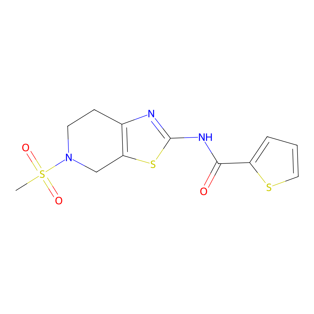 N-(5-(methylsulfonyl)-4,5,6,7-tetrahydrothiazolo[5,4-c]pyridin-2-yl)thiophene-2-carboxamide molecular structure, CAS 1351607-00-5