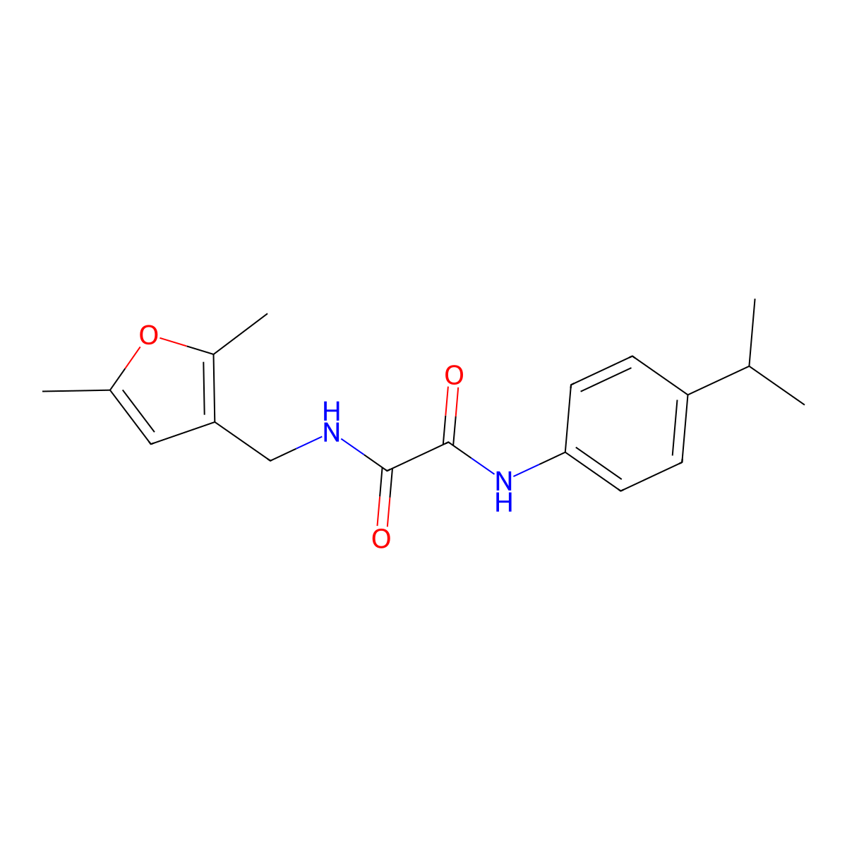 N1-((2,5-dimethylfuran-3-yl)methyl)-N2-(4-isopropylphenyl)oxalamide molecular structure, CAS 1351607-02-7