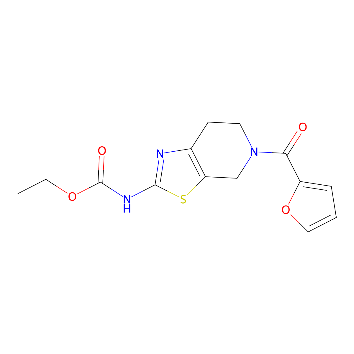 Ethyl (5-(furan-2-carbonyl)-4,5,6,7-tetrahydrothiazolo[5,4-c]pyridin-2-yl)carbamate molecular structure, CAS 1351607-06-1