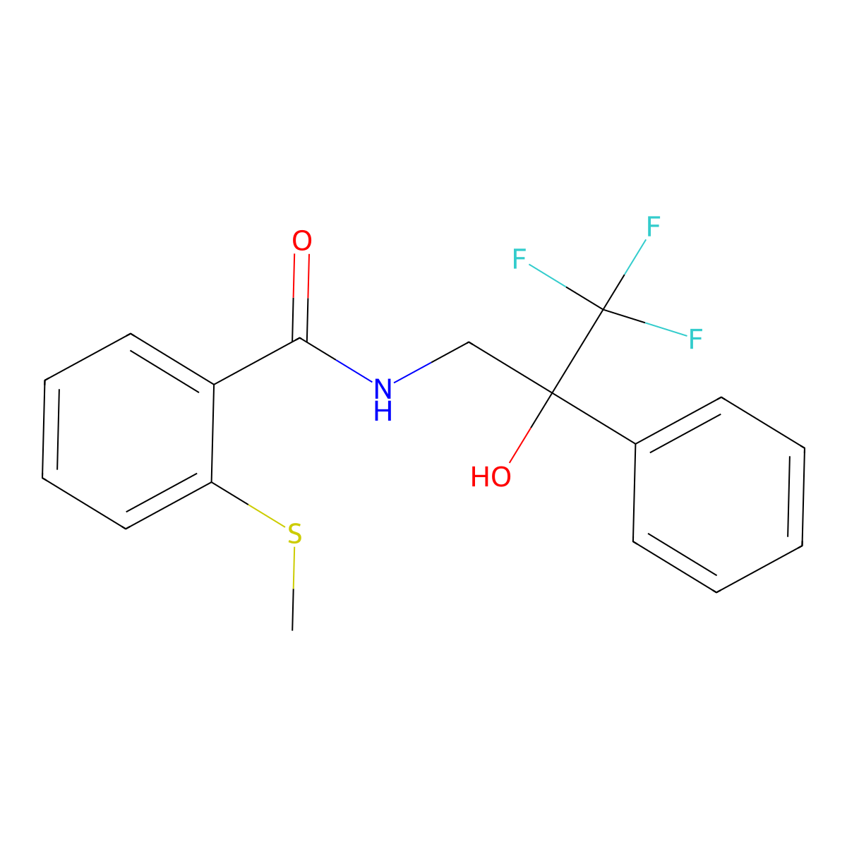 2-(methylthio)-N-(3,3,3-trifluoro-2-hydroxy-2-phenylpropyl)benzamide molecular structure, CAS 1351607-11-8