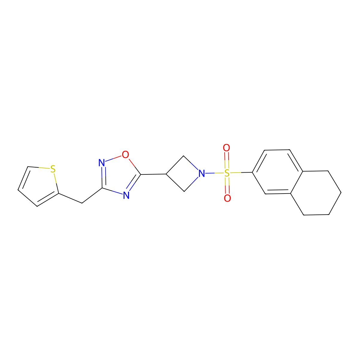 5-(1-((5,6,7,8-Tetrahydronaphthalen-2-yl)sulfonyl)azetidin-3-yl)-3-(thiophen-2-ylmethyl)-1,2,4-oxadiazole molecular structure, CAS 1351607-24-3
