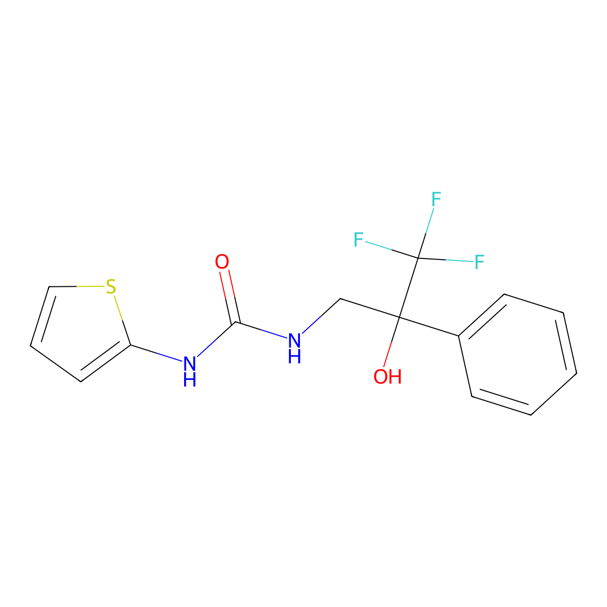 1-(Thiophen-2-yl)-3-(3,3,3-trifluoro-2-hydroxy-2-phenylpropyl)urea molecular structure, CAS 1351607-27-6