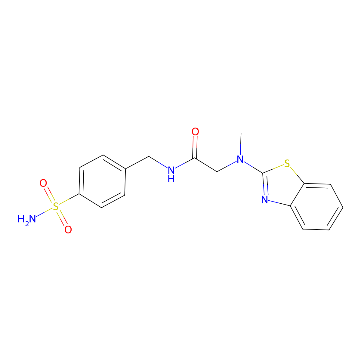 2-(benzo[d]thiazol-2-yl(methyl)amino)-N-(4-sulfamoylbenzyl)acetamide molecular structure, CAS 1351607-29-8
