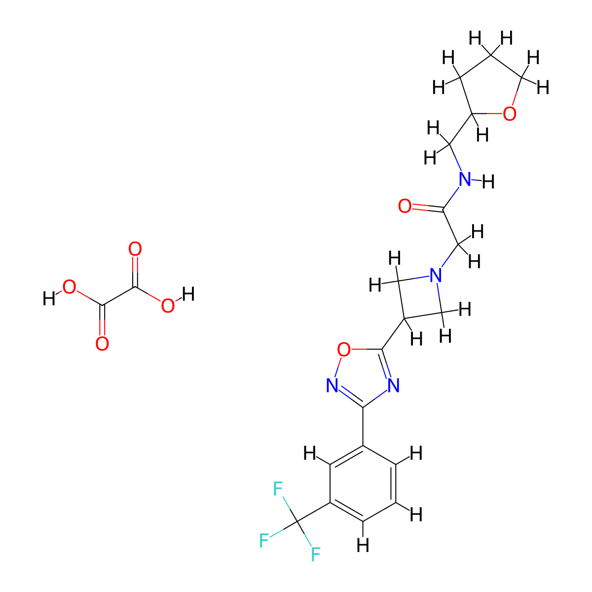 N-((tetrahydrofuran-2-yl)methyl)-2-(3-(3-(3-(trifluoromethyl)phenyl)-1,2,4-oxadiazol-5-yl)azetidin-1-yl)acetamide oxalate molecular structure, CAS 1351607-37-8