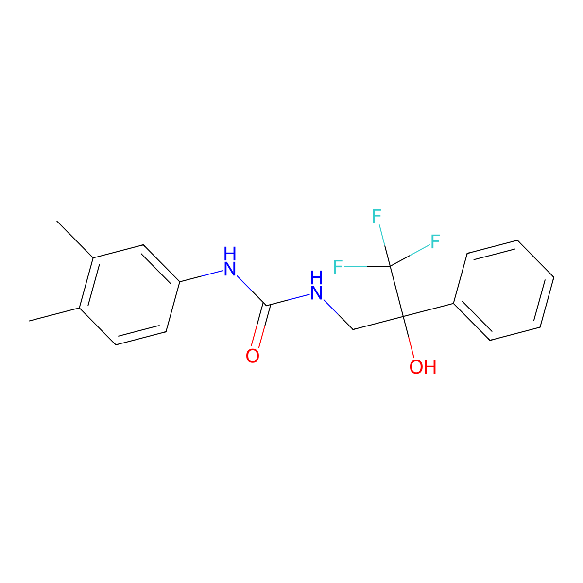 1-(3,4-Dimethylphenyl)-3-(3,3,3-trifluoro-2-hydroxy-2-phenylpropyl)urea molecular structure, CAS 1351607-41-4