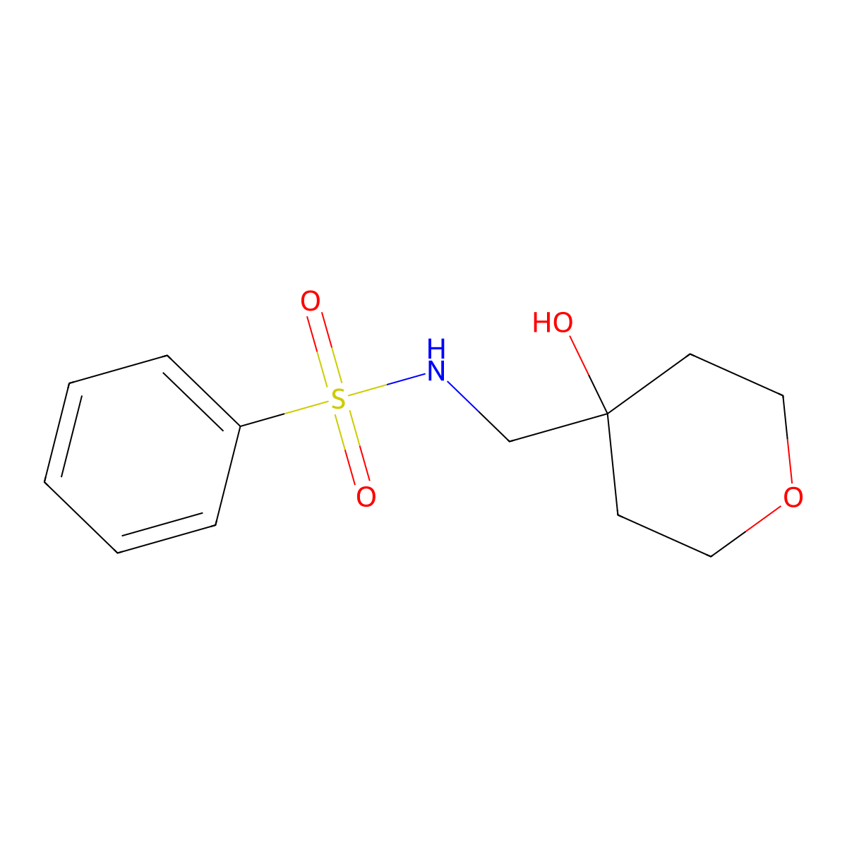 N-[(4-hydroxyoxan-4-yl)methyl]benzenesulfonamide molecular structure, CAS 1351607-42-5