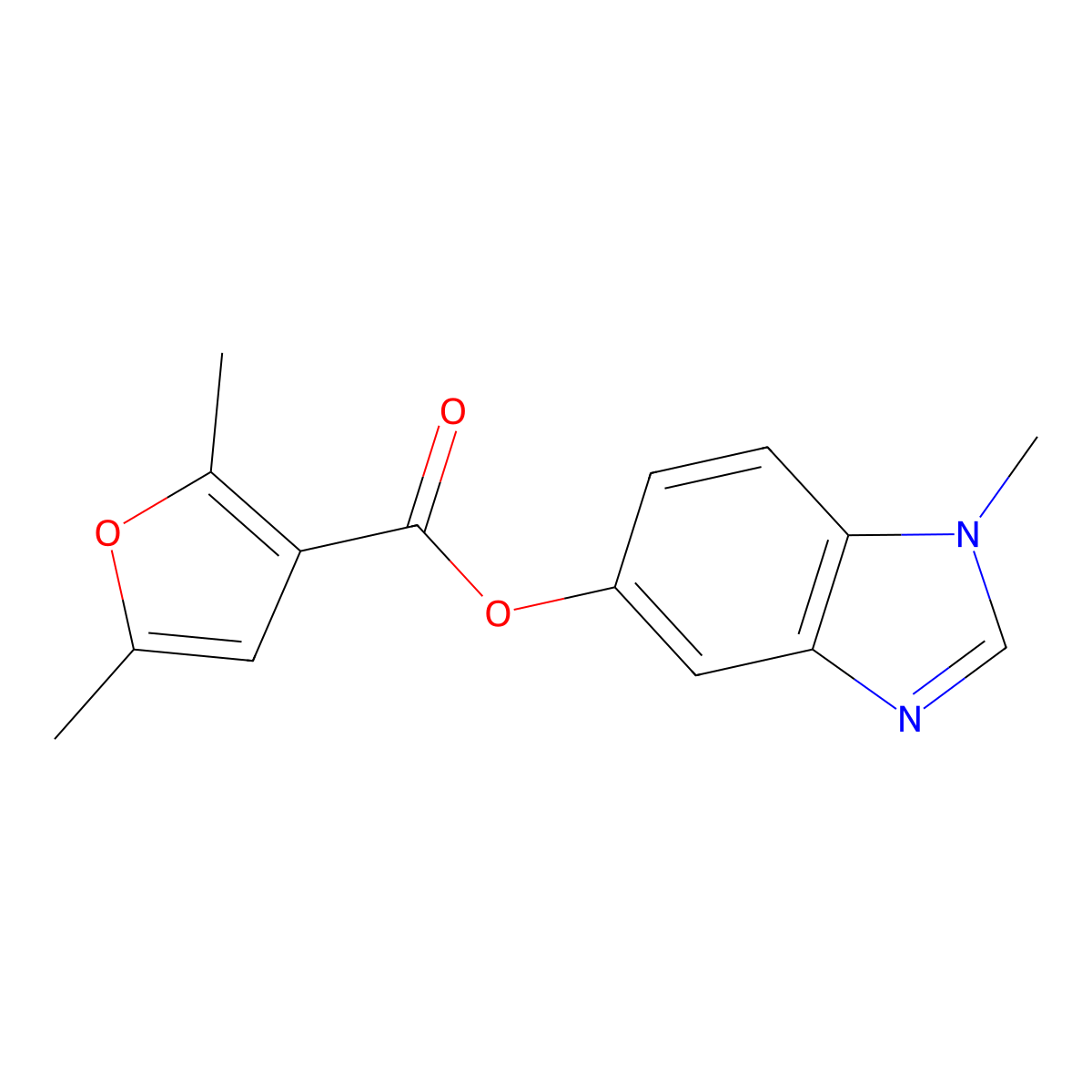 1-methyl-1H-benzo[d]imidazol-5-yl 2,5-dimethylfuran-3-carboxylate molecular structure, CAS 1351607-43-6