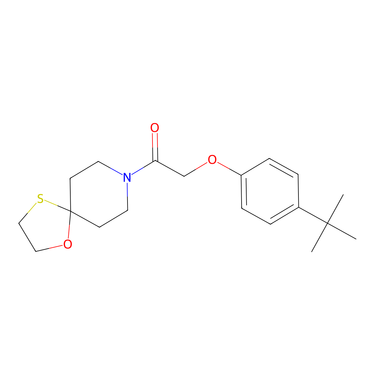 2-(4-(Tert-butyl)phenoxy)-1-(1-oxa-4-thia-8-azaspiro[4.5]decan-8-yl)ethanone molecular structure, CAS 1351607-52-7