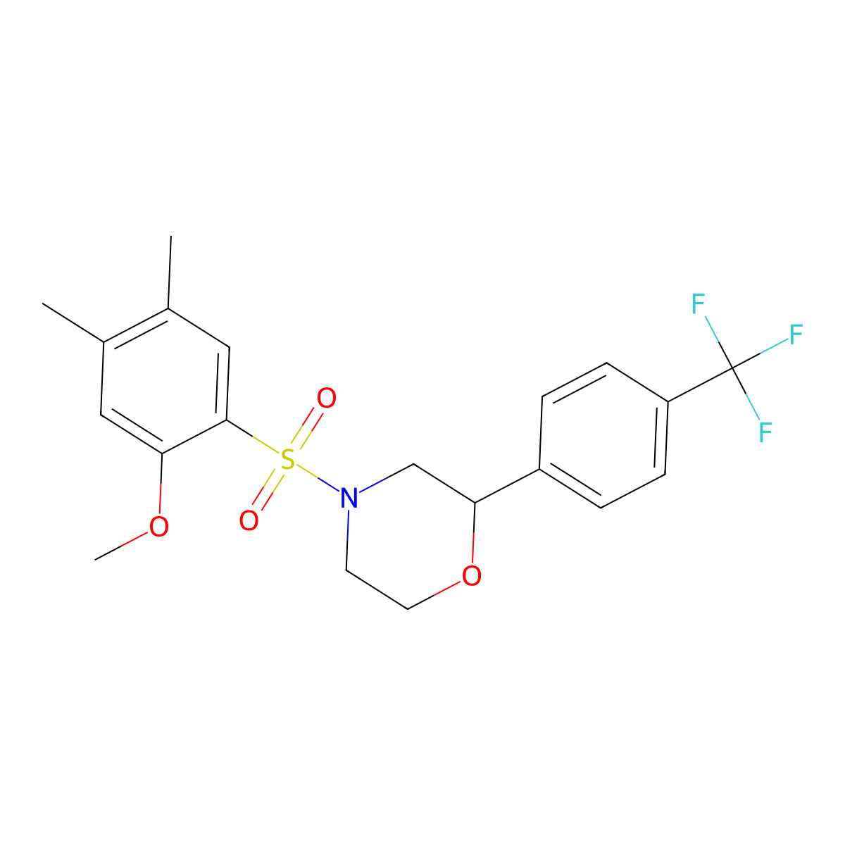 4-((2-Methoxy-4,5-dimethylphenyl)sulfonyl)-2-(4-(trifluoromethyl)phenyl)morpholine molecular structure, CAS 1351607-53-8
