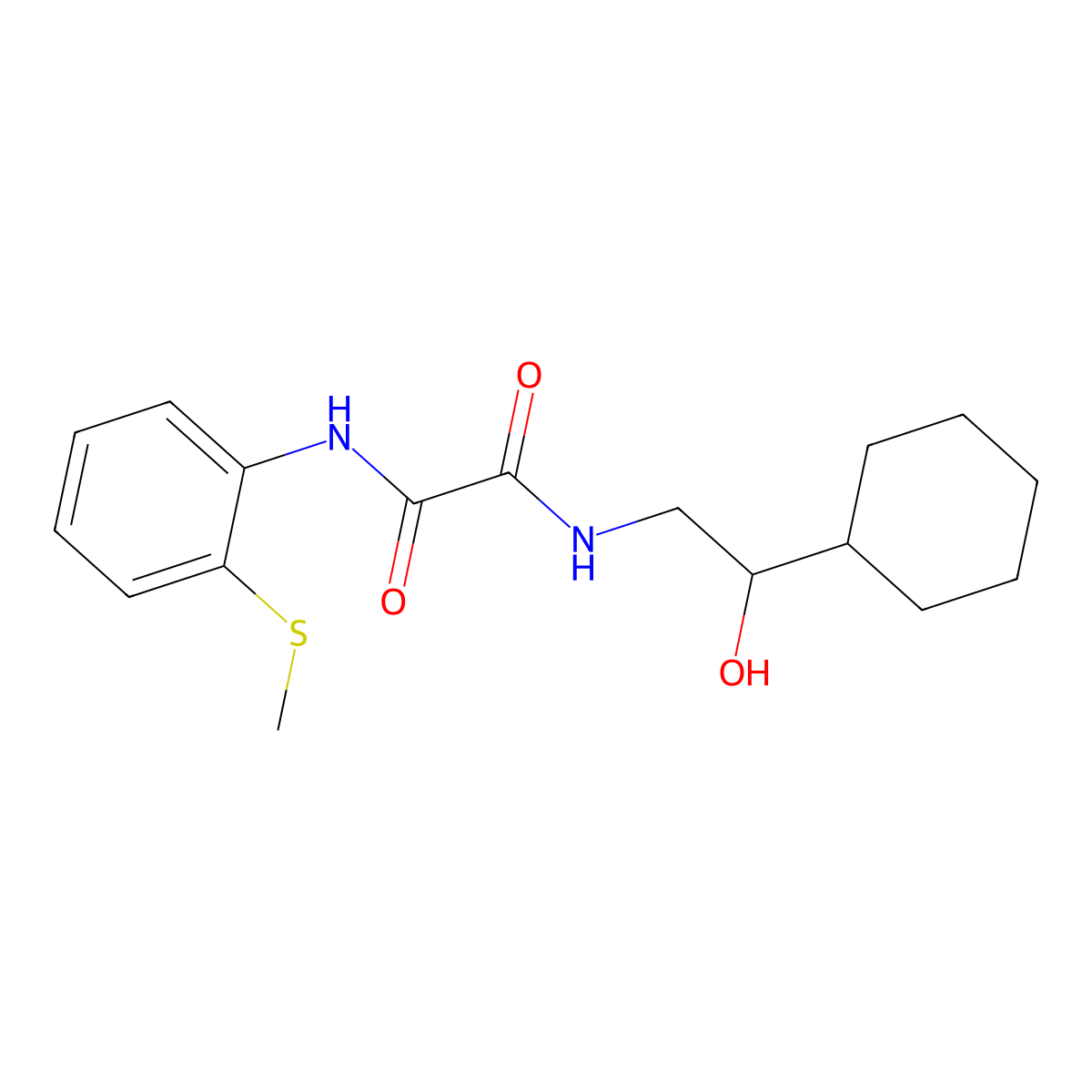N1-(2-cyclohexyl-2-hydroxyethyl)-N2-(2-(methylthio)phenyl)oxalamide molecular structure, CAS 1351607-54-9