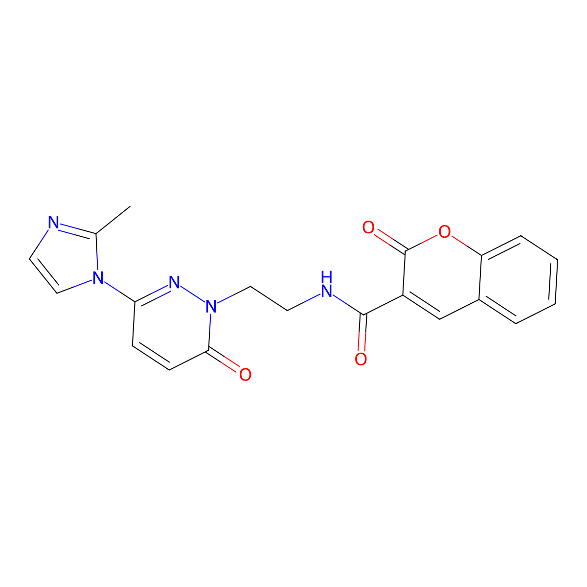 N-(2-(3-(2-methyl-1H-imidazol-1-yl)-6-oxopyridazin-1(6H)-yl)ethyl)-2-oxo-2H-chromene-3-carboxamide molecular structure, CAS 1351607-58-3