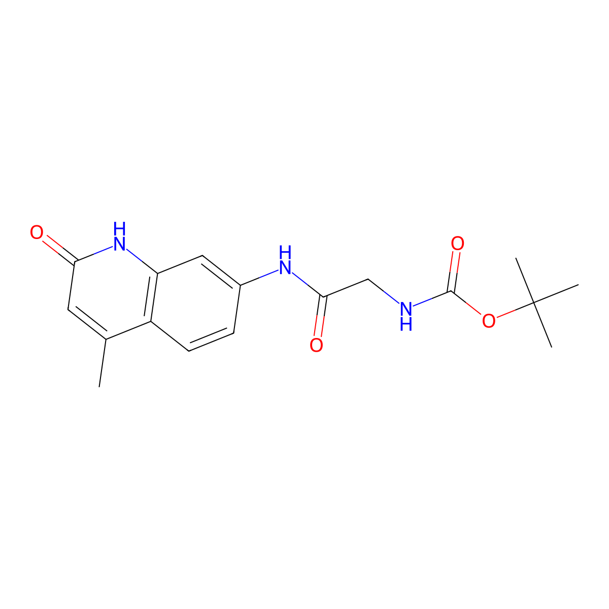 Tert-butyl (2-((4-methyl-2-oxo-1,2-dihydroquinolin-7-yl)amino)-2-oxoethyl)carbamate molecular structure, CAS 1351607-60-7
