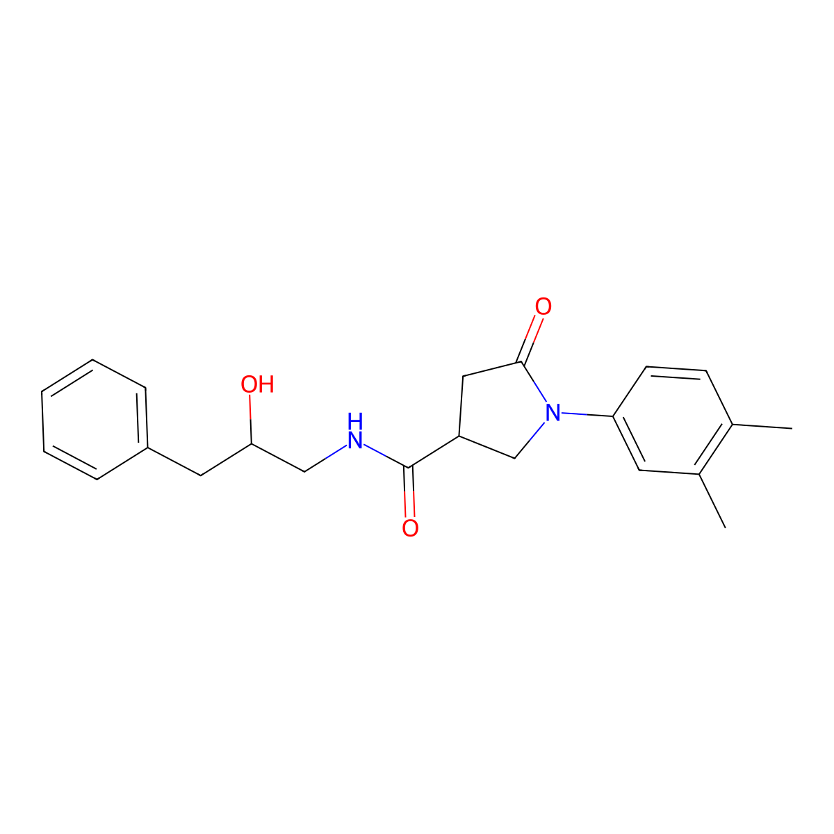 1-(3,4-dimethylphenyl)-N-(2-hydroxy-3-phenylpropyl)-5-oxopyrrolidine-3-carboxamide molecular structure, CAS 1351607-63-0